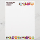 Colorful Owls Letterhead Briefhoofd Sjabloon (Voorkant)