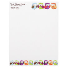 Colorful Owls Letterhead