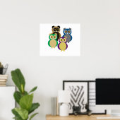 Colorful Owls Poster (Thuiskantoor)