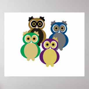 Colorful Owls Poster