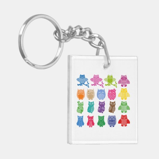 Colorful Owls Wise Birds Sleutelhanger (Voorkant Links)