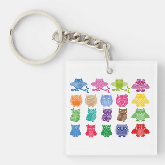 Colorful Owls Wise Birds Sleutelhanger (Voorkant)