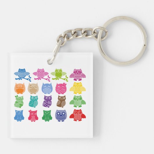 Colorful Owls Wise Birds Sleutelhanger (Achterkant)