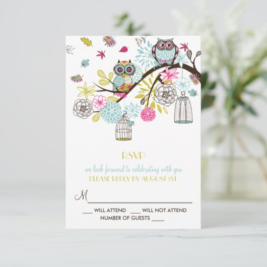 Colorful Ownership en Falling Leaves RSVP Card (Staand voorkant)