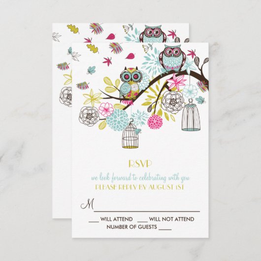 Colorful Ownership en Falling Leaves RSVP Card (Voorkant / Achterkant)