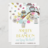 Colorful Ownership & Falling Leaves Wedding Invita Kaart (Voorkant / Achterkant)