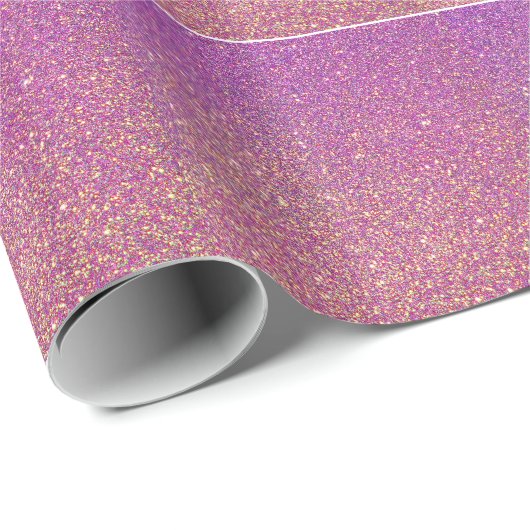 Colorful Paars Glam Faux Glitter Cadeaupapier (Rol Hoek)