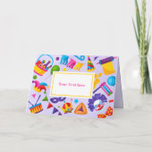 Colorful Paars Joods Happy Purim Holiday Kaart (Achterkant)