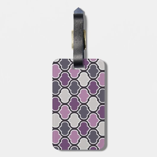 Colorful Paars Lattice Pattern met naam Bagagelabel (Achterkant verticaal)
