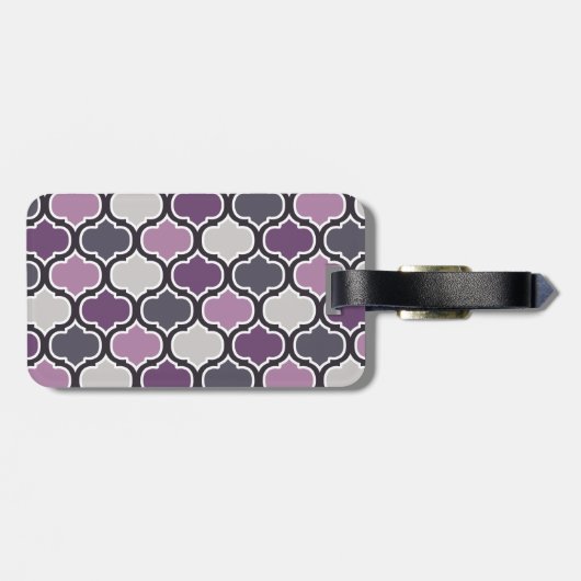 Colorful Paars Lattice Pattern met naam Bagagelabel (Achterkant horizontaal)