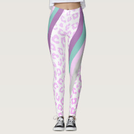 Colorful Paars Leopard Animal Print Leggings