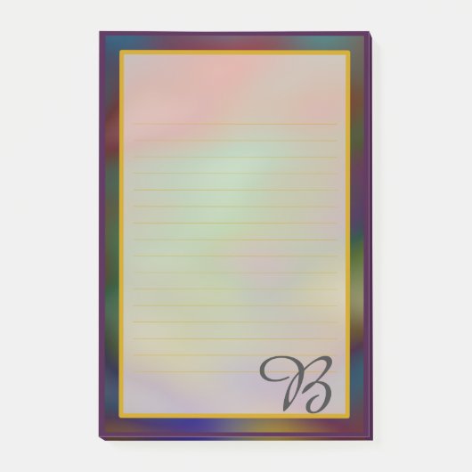 Colorful Paars monogram 4x6 Post It Notes (Voorkant)