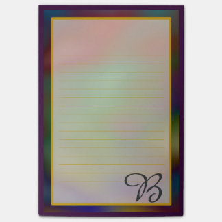 Colorful Paars monogram 4x6 Post It Notes