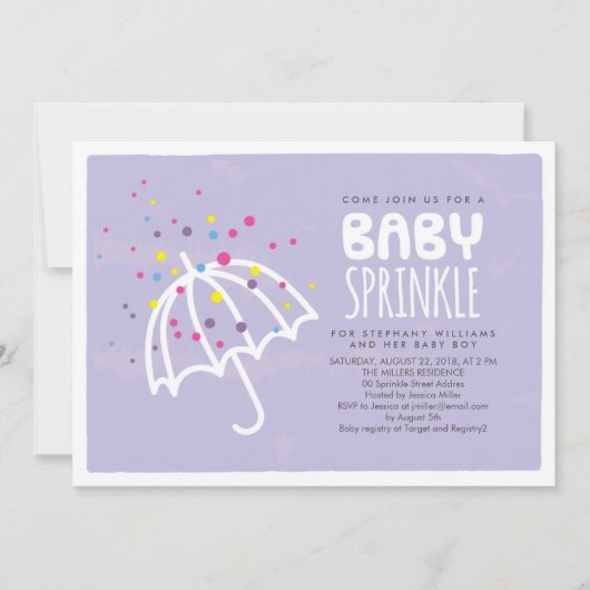 Colorful Paars Neutral Baby Sprinkle Invitation Kaart (Voorkant)