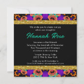 Colorful Paars Sinaasappel Bat Mitzvah Uitnodiging (Achterkant)