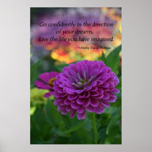 Colorful Paars zinnia flower inspirerend quote Poster