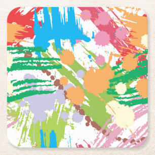 Colorful Paint Blotches en Splats Kartonnen Onderzetters