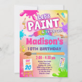 Colorful Paint & Celebrate Birthday Party Kaart (Voorkant)