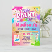 Colorful Paint & Celebrate Birthday Party Kaart (Staand voorkant)