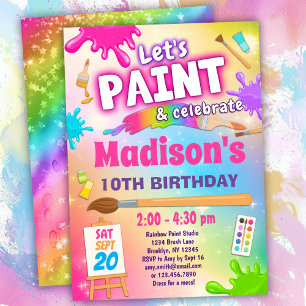 Colorful Paint & Celebrate Birthday Party Kaart