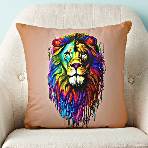 Colorful Paint Drip Lion Kussen