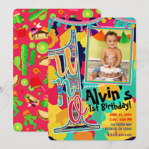 Colorful Paint Fiesta UNO 1e verjaardag Foto Kaart