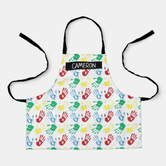Colorful Paint Handprint All-Over Print Apron Schort