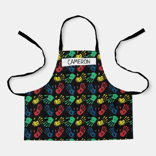 Colorful Paint Handprint All-Over Print Apron Schort (Voorkant)