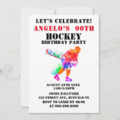 Colorful Paint Hockey Theme Birthday Party nodigt  (Voorkant)