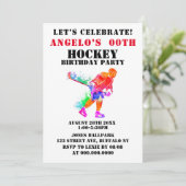 Colorful Paint Hockey Theme Birthday Party nodigt  (Staand voorkant)