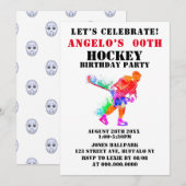 Colorful Paint Hockey Theme Birthday Party nodigt  (Voorkant / Achterkant)