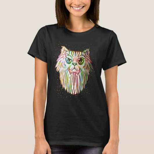 Colorful Paint Splash  Bearded Cat T-shirt (Voorkant)