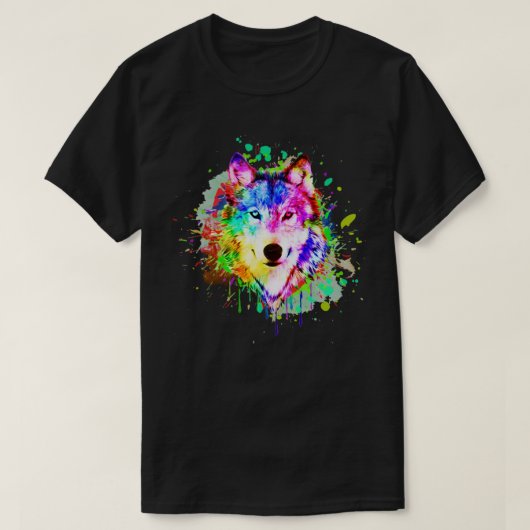 Colorful Paint Splash Wolf Art T-shirt (Design voorkant)