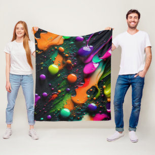Colorful Paint Splatter 3d Colour Paint Ball Fleece Deken
