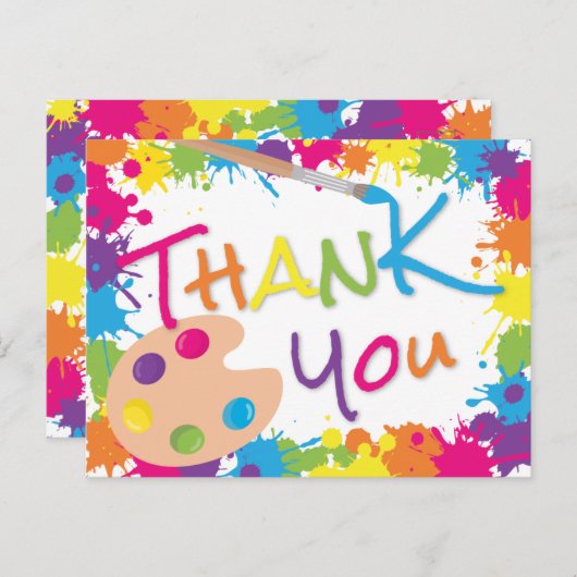Colorful Paint Splatter Hartelijk dank Briefkaart (Voorkant / Achterkant)