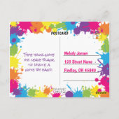 Colorful Paint Splatter Hartelijk dank Briefkaart (Achterkant)