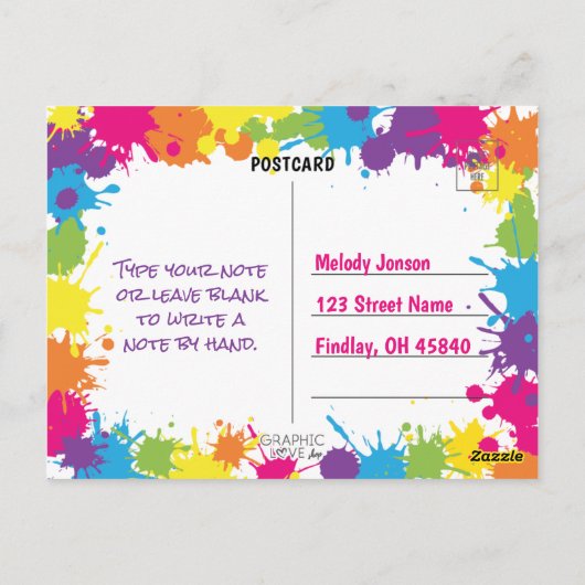 Colorful Paint Splatter Hartelijk dank Briefkaart (Achterkant)