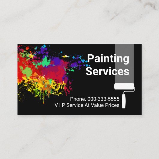 Colorful Paint Splatter Home Painting Visitekaartje (Voorkant)