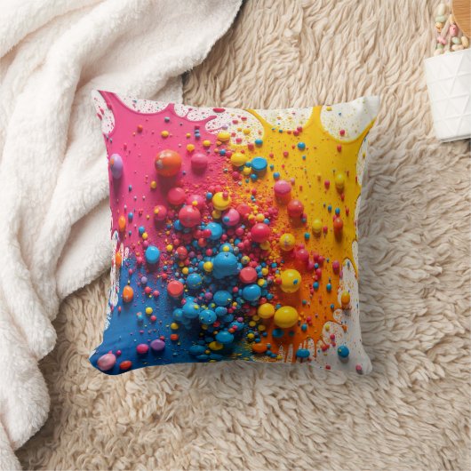 Colorful Paint Splatter Pillow Kussen (Deken)