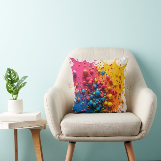 Colorful Paint Splatter Pillow Kussen (Stoel)