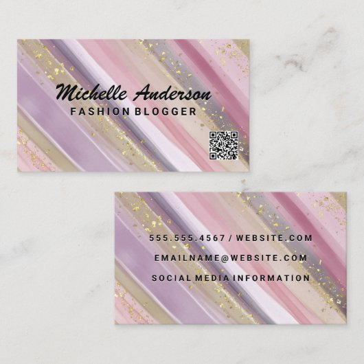 Colorful Paint Strokes | Goudvlokken | QR-scan Visitekaartje (Voorkant / Achterkant)
