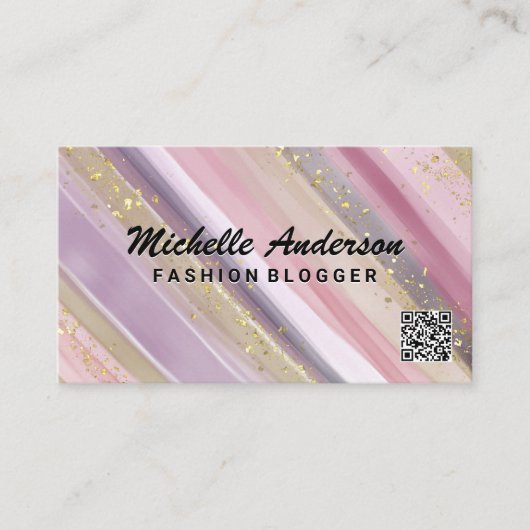 Colorful Paint Strokes | Goudvlokken | QR-scan Visitekaartje (Voorkant)