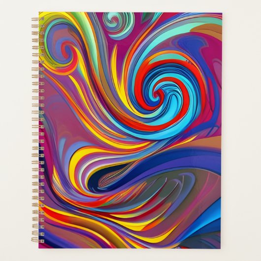 Colorful Paint Swirl Abstract Planner (Voorkant)