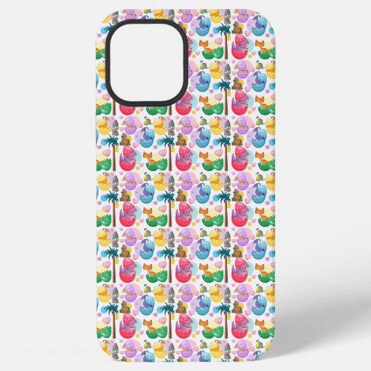 Colorful Painted Dinosaur Pattern iPhone Hoesje (Achterkant)
