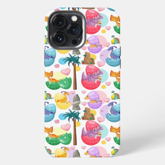 Colorful Painted Dinosaur Pattern iPhone Hoesje (Achterkant)