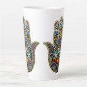 Colorful Painted Gold Hamsa Sapphire Third Eye  Latte Mok (Voorkant)