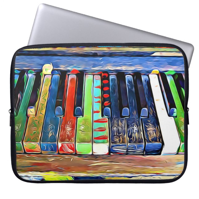 Colorful Painted Piano Keys Artsy Music Canvas tas (Voorkant)