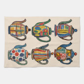 Colorful Painterly Teapot Towel Theedoek (Horizontaal)