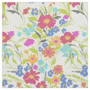 Colorful Painterly Wildflower Bouquet Stof