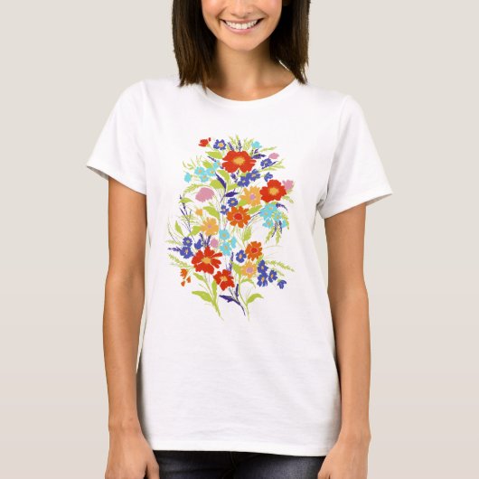 Colorful Painterly Wildflower Bouquet T-shirt (Voorkant)